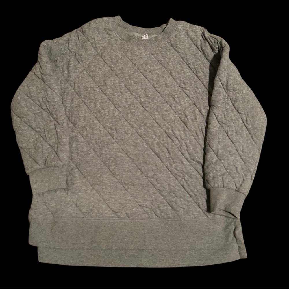 Old Navy Gray Quilted Crew Neck Sweatshirt